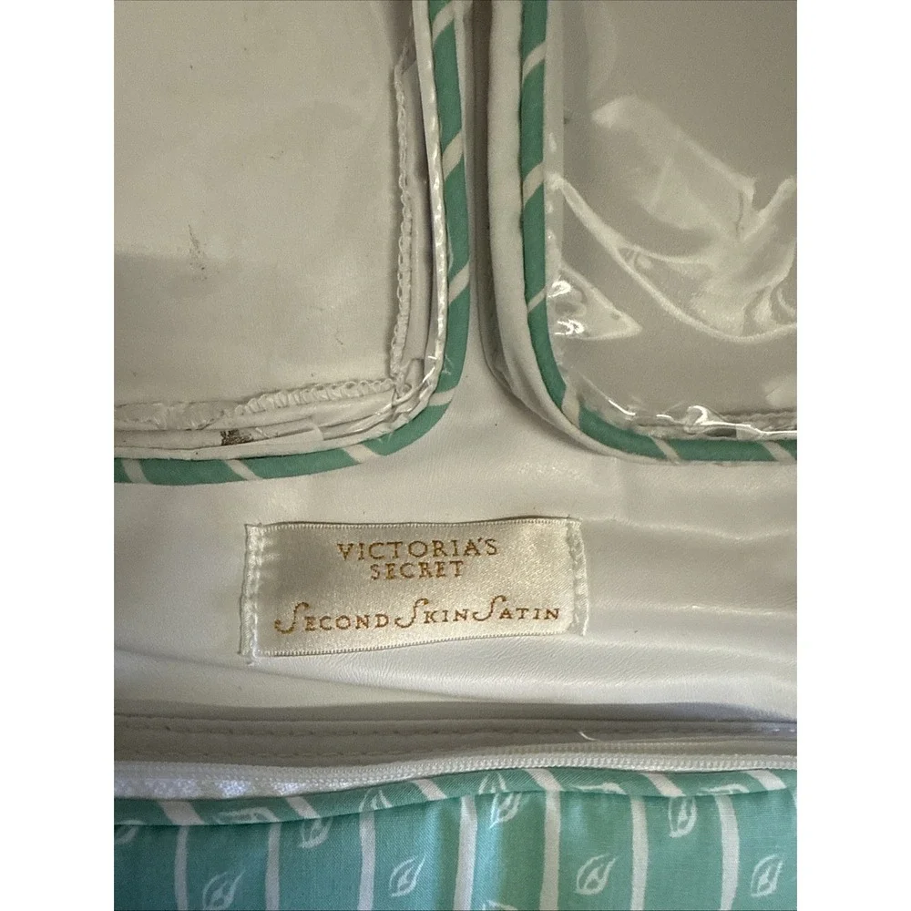 Victoria Secret TRAVEL TOILETRY BAG second skin satin gold tag vintage‎